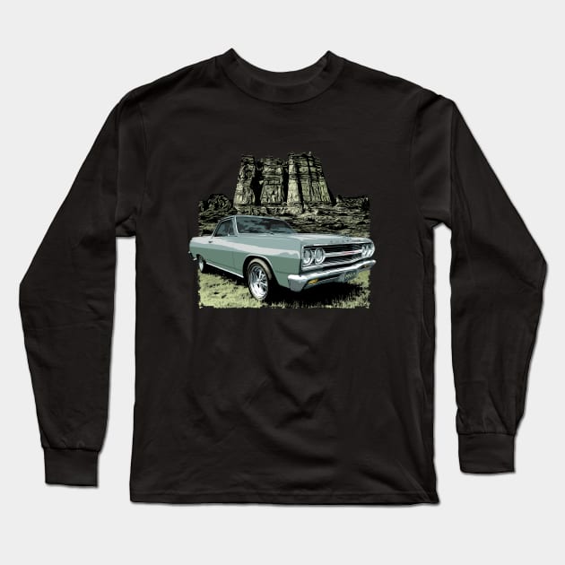 Mosport Green 65  Chevy El Camino Long Sleeve T-Shirt by ZoeysGarage